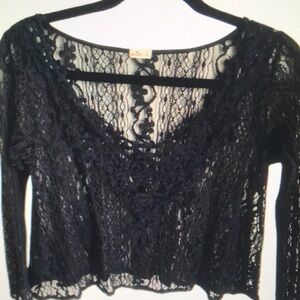 Black Lace Long Sleeve Top